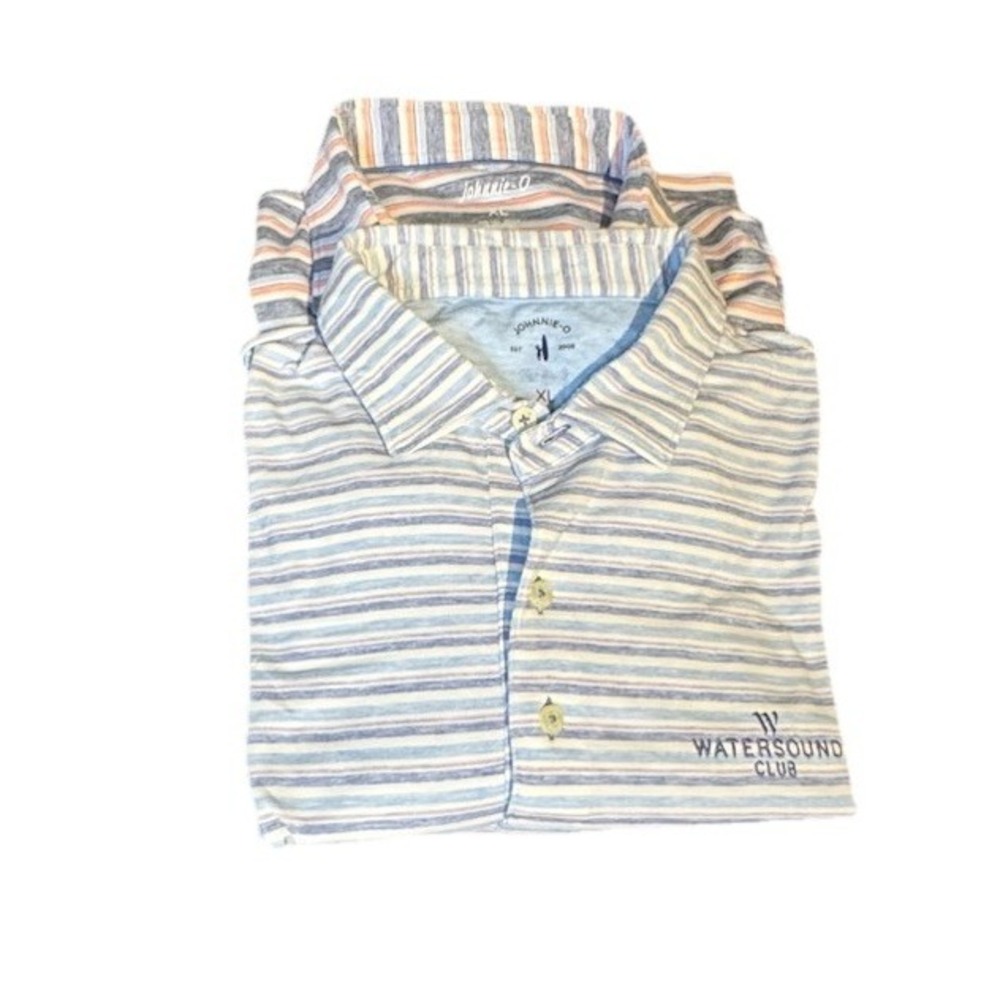 johnie-O Men's Shirt Polo Striped Short Sleeve Performance Oversized Lot of 2 XL